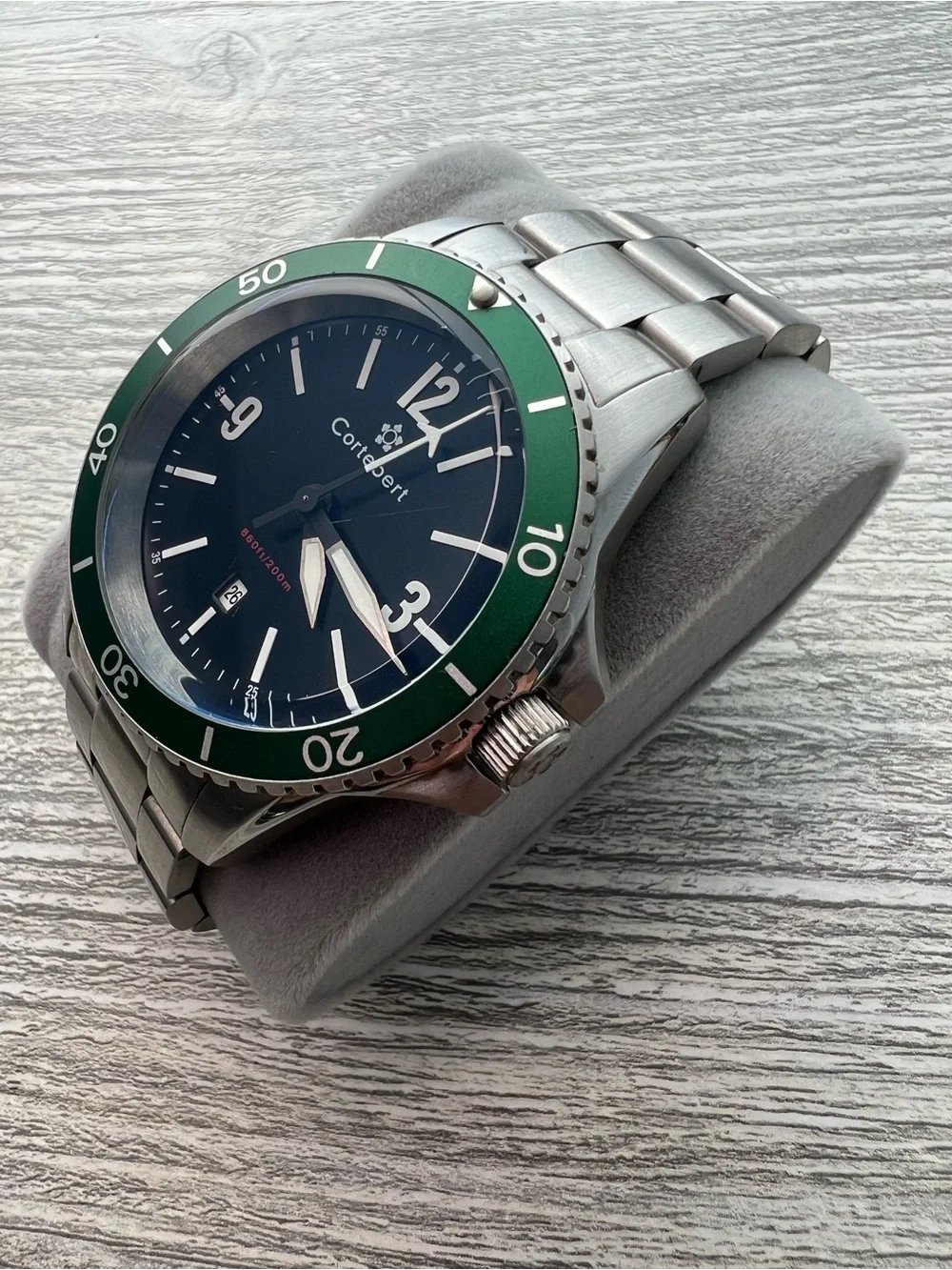 Cortebert Stainless Steel Dive Watch with Green Bezel
